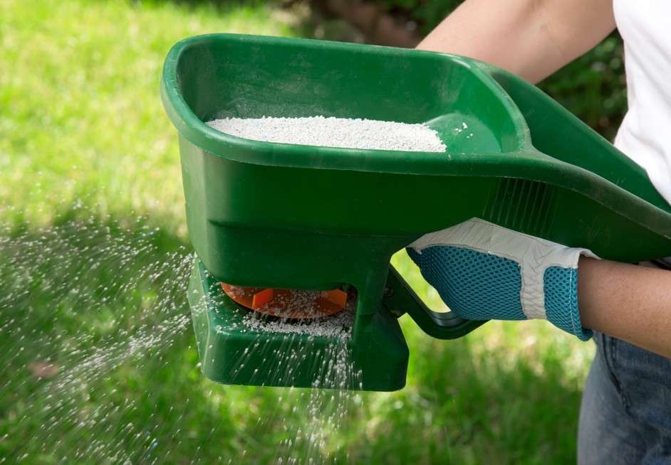 Fertilizer is sprayed
